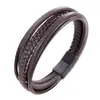 Pulseira de aço titânio pulseira de couro couro artesanal pulseira masculina explosiva trançada de aço inoxidável pulseira fábrica outlet