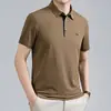 Camisa Polo de Manga Corta para Hombre de Nailon sin Costuras 2026 Verano Nuevo Estilo Cuello Solapa Transpirable Delgado Casual Color Sólido Camiseta para Hombre