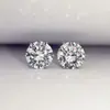 Pendientes de plata pura S925 brillantes con seis garras y incrustaciones de diamantes, estilo europeo y americano, clásicos, sencillos, diseño único, pendientes de botón de circonita para hombres y mujeres