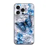 Aplicable a funda de teléfono Apple 18pro 17PROMAX Mariposa Azul TPU Funda Protectora IP16PRO Pétalos de Joya