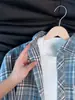 Camisa de cuadros para hombre, chaqueta a cuadros CL, holgada y casual, de manga larga, estilo americano vintage, con cuello, corte relajado