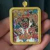 Colgante Thangka de Zorro de Nueve Colas Dorado Pintado a Mano Amuleto Budista Collar Caja Gawu Guanyin Zaki Lamu Thangka