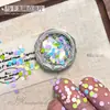 Lentejuelas Mosaico de Lunares de Macarrón Iridiscentes para Uñas, Lunares Redondos Láser Coloridos, Tamaños Mixtos, Decoraciones Versátiles para Uñas