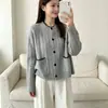 Novo cardigã de tricô com tranças, gola redonda, color block, estilo versátil e suave, de caimento solto, para mulheres, macio e aconchegante para outono e inverno