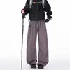 Pantalones Cargo Paracaídas Rectos con Cordón Estilo Americano para Hombre, Marca de Tendencia Primavera, Ajuste Holgado, Deportivos Casuales, para Senderismo y Montañismo