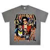 Camiseta Estampada Retro Americana de Bruno Mars Manga Corta Cuello Redondo Sudadera con Capucha Algodón 250g