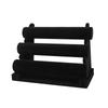Expositor de joyas de cuero y terciopelo negro de tres capas, soporte para guardar pulseras, relojes y pulseras.