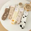 Calcetines Lindos de Orejas de Animal Peludas Tridimensionales hasta la Mitad de la Pantorrilla Diseño de Dibujos Animados Otoño e Invierno Calcetines Gruesos para el Suelo Calcetines para Dormir