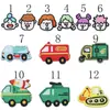 Patches de carro de desenho animado bordados em estoque, patches de cabeça de personagem fofos para passar em roupas e mochilas, atacado