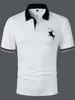 Roupas Masculinas Shanggu Exportação Transfronteiriça Temu Fornecimento para Exportação Camiseta Gola V Masculina Polo Slim de Cor Contrastante Tendência