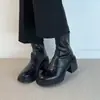 Botas elegantes y ajustadas 2026, nuevas botas Martin negras de tacón alto y plataforma para mujer, botines Chelsea, adecuadas para mujeres menudas