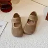 Zapatos Casuales Retro Birkenstock para Niñas con Suela Gruesa de Lana Mocasines 2025 Otoño/Invierno Nuevo Estilo Coreano Mary Jane Planos