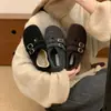 Novo estilo, de calçar, forrado com fleece, sola grossa, sapatos Mary Jane para 2026, femininos da moda, retrô, quentes e fofos, estilo Birkenstock para o inverno