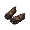 Sapatos de Ponto Femininos Estilo Coreano Retrô Sapatos Únicos Outono Novidades Sapatos de Princesa para Crianças Sapatos Femininos com Laço Solado Macio Sapatos de Couro para Bebê