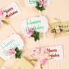 Inserto de tarjeta de flores con lazo inglés, adorno decorativo para tarta de cumpleaños de celebridades de Internet, accesorios para insertar tarjetas de flores de diosas.