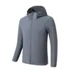 Jaqueta Esportiva Lulu para Uso Externo Masculina Outono Fina com Zíper Capuz Tecida Secagem Rápida Casual Corta-Vento Roupa Esportiva