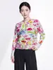 Shenzhen Nanyou Roupas Femininas de Alta Qualidade Estampada Manga Longa Gola Redonda Solta Cobre Imperfeições Emagrecimento Fashionável Versátil para o Trabalho Camiseta Miyake