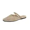 Zapatillas Cerradas de Malla Bordada Estilo Francés para Mujer, Sandalias Planas Mary Jane de Verano Estilo Hada con Correa de Perlas