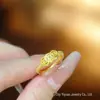 Transmissão ao Vivo de Anéis de Flor Rosa Banhados a Ouro de Alta Qualidade, Mesmo Estilo das Lojas de Ouro, Anéis Ajustáveis Pixiu Banhados a Ouro da Moda, Atacado em Estoque