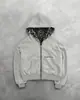 Chaqueta reversible de estampado de leopardo para otoño e invierno, chaqueta corta con capucha de leopardo de estampado completo vintage con cremallera cruzada, top de felpa