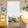 Cortina de Tela Color Crema para Puerta, Instalación sin Taladro, Cortina Divisoria para Cocina y Baño, Media Cortina para Dormitorio, Cortina Divisoria de Media Longitud para el Hogar