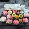 Molde de silicona con forma de flor estéreo, para tartas, pasteles, aromaterapia, velas de yeso, flores de peonía y rosas blancas frías.