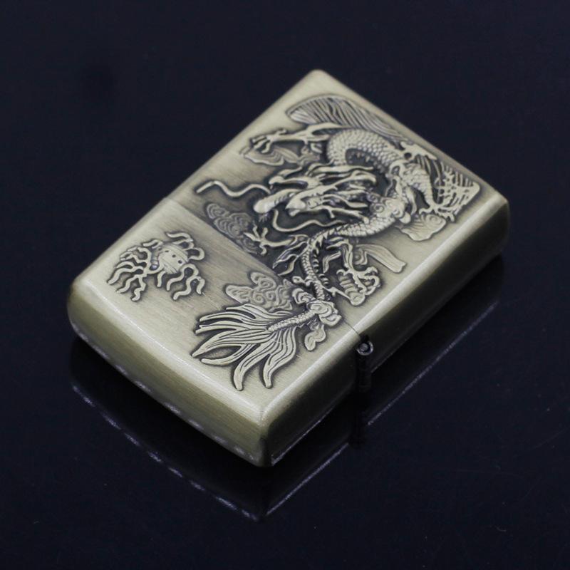 青铜复古创意汽油打火机个性复古金属防风中国风盘龙系