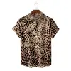 Camisa hawaiana transfronteriza impresión 3D patrón de leopardo elástica en cuatro direcciones cómoda casual manga corta suministro directo de fábrica