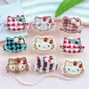 Lindo nuevo accesorio para el cabello de Pascua y Invierno, cabeza de gato KT a cuadros de acrílico, material de parche para horquilla DIY, venta al por mayor