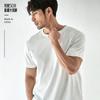 Camiseta de Manga Corta, 50% Algodón Pima de Fibra Larga de Xinjiang con Amoníaco Líquido, Color Sólido, Cuello Redondo, Unisex, Fresca y Transpirable, Camiseta Blanca, Corte Holgado