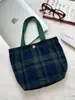 08181 Ins Retro Lana Cuadros Bolsa de Almuerzo Estilo Fresco Artístico Bolso de Mano Cuadros Artículos Varios Bolso de Mano para Mujer