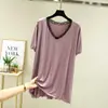 2022 nuevo verano holgado cuello en V moderno adelgazante encaje camiseta mujer manga corta modal camiseta interior top
