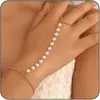 Moda Transfronteriza Europea y Americana Pulsera de Dedo con Circonita Cadena de Dedo de Perlas de Arroz Todo Fósforo Simple Cadena de Anillo de Dorso de Mano Pulsera