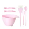 Juego de Seis Piezas para Teñir el Cabello de Color Rosa, Tazón para Teñir de Alta Calidad, Cepillo para Tratamiento Capilar, Cuchara para Polvo Decolorante de Salón, Pinza de Cocodrilo, Tazón para Mezclar Colores