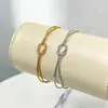 Joyería Transfronteriza Europea y Americana Pulsera de Cadena Redonda de Serpiente Moda Personalidad Cadena Lisa Pulsera Doble Capa Anudada Acero Inoxidable Pulsera Chapada en Oro
