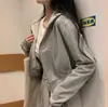 Tallas actualizadas. Sudadera con capucha casual versátil Otoño/Invierno con doble cremallera + Pantalones de chándal de cintura alta
