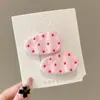 Pinza para el pelo de pato rosa dulce con lunares para niñas, pinza con borde ovalado, pinza para flequillo lateral, accesorio para la cabeza lindo