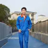 Roupas de Trabalho de Manga Longa Masculinas para Primavera e Outono, Vestuário de Proteção do Trabalho, Conjunto de Uniformes de Trabalho de Poliéster-Algodão Atacado, Roupas Resistentes ao Desgaste para Mecânicos, Bloqueio de Cores, Bordado com Letras, Design Estampado