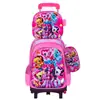 Mochila con Ruedas Transfronteriza, Mochila Escolar para Estudiantes de Primaria de 6 a 12 Años, Bolsa Dura 3D, Set de Tres Piezas, Lonchera, Estuche para Lápices