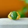 Anillo de jade hetiano con incrustaciones de cobre y jaspe natural para correr, anillo, joyería para mujer, suministro en vivo al por mayor