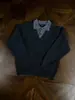 Suéter de punto gris estilo 'old money' para hombre, de aspecto de dos piezas, cuello alto, perfecto para otoño e invierno, con un look limpio y sofisticado, ideal como capa interior