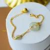 Pulsera de Jade Hetian con Hebilla Ping An Estilo Nuevo 2023 Diseño Niche Femenino ins Vintage Simple Pulsera de Calabaza Auspiciosa