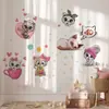 Brup Adesivo de Parede Gato Coração Curativo Decoração de Parede de Fundo para Quarto Infantil Adesivo Decorativo Removível Br4727C