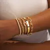 Aliexpress Cross-Border Novo Design Pulseira de Metal para Mulheres, Estilo Minimalista de Luxo Leve da Moda Joias Empilháveis Atacado