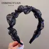 Diadema de Encaje de Moda para Mujer Versátil Negra Banda para el Cabello para Lavarse la Cara Accesorio para el Cabello de Corona Alta