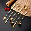 Cuchara de Acero Inoxidable con Forma de Calabaza y Punta Redondeada, Cuchara para Aceite, Cuchara para Mezclar, Cuchara para Condimentos, Cuchara para Hielo, Cuchara para Servir, Grado Alimenticio, Estilo Lujo Ligero