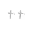 Brincos de cruz com diamantes para mulheres, pino de prata S999, brincos únicos e versáteis, acessórios de orelha da moda para o verão, presente no atacado