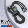 Cabo de Dados Três em Um Transparente 100W Um para Três Carregamento Super Rápido Adequado para Huawei Android Apple Cabo de Carregamento E-commerce