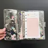 Caderno A6 de Folhas Soltas PVC Colorido Lantejoula Azul Concha Estilo Fresco Moderno