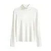 Camiseta Térmica de Rayos Infrarrojos Lejanos Zhiqu para Mujer, Camiseta Básica de Manga Larga para Otoño e Invierno, Cuello Alto o Redondo, Se Puede Usar como Capa Interior o Exterior, Amigable con la Piel y Generadora de Calor